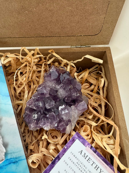 Affirmation Card Deck & Amethyst Crystal Cluster Set