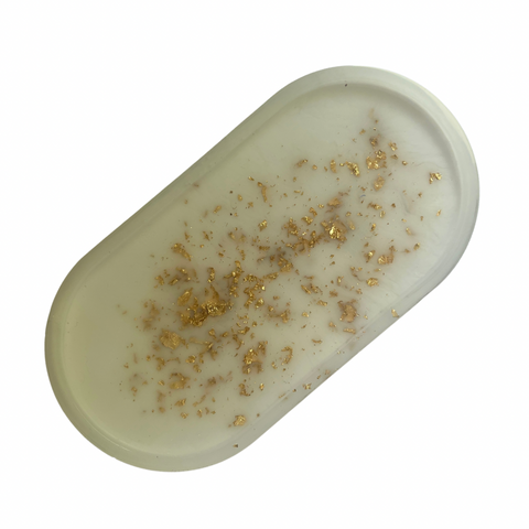 White & Gold Trinket Tray ~ jewellery dish