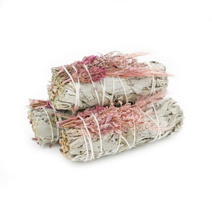 Small Sage Smudge Stick with Baby Pink Floral Bouquet