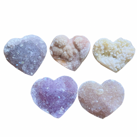 Pink Amethyst Crystal Geode Cluster Hearts 3.5cm