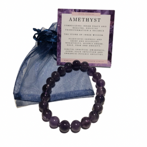 Amethyst Crystal Bracelet with Crystal Properties Display Card