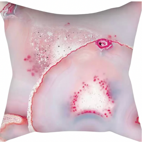 Pink Quartz Crystal Cluster Print Cushion (with or without insert) Cover